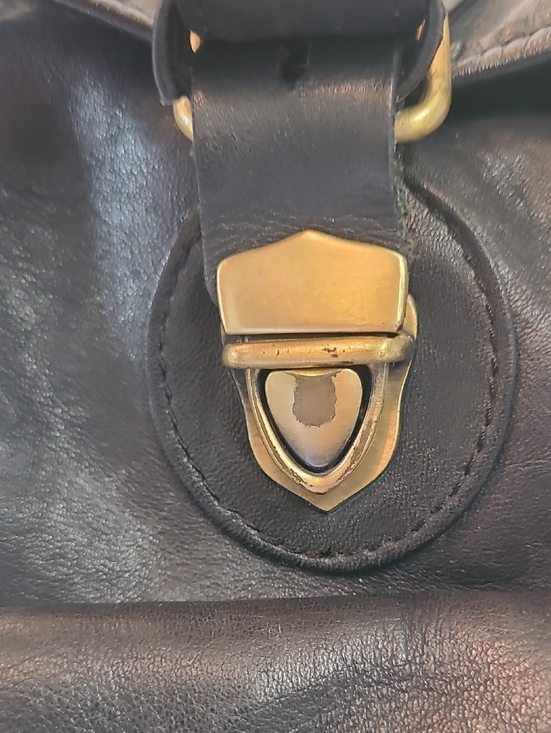 M. London Vintage Black Leather Patinaed Backpack Multi Pocket Drawstring Close main image 15